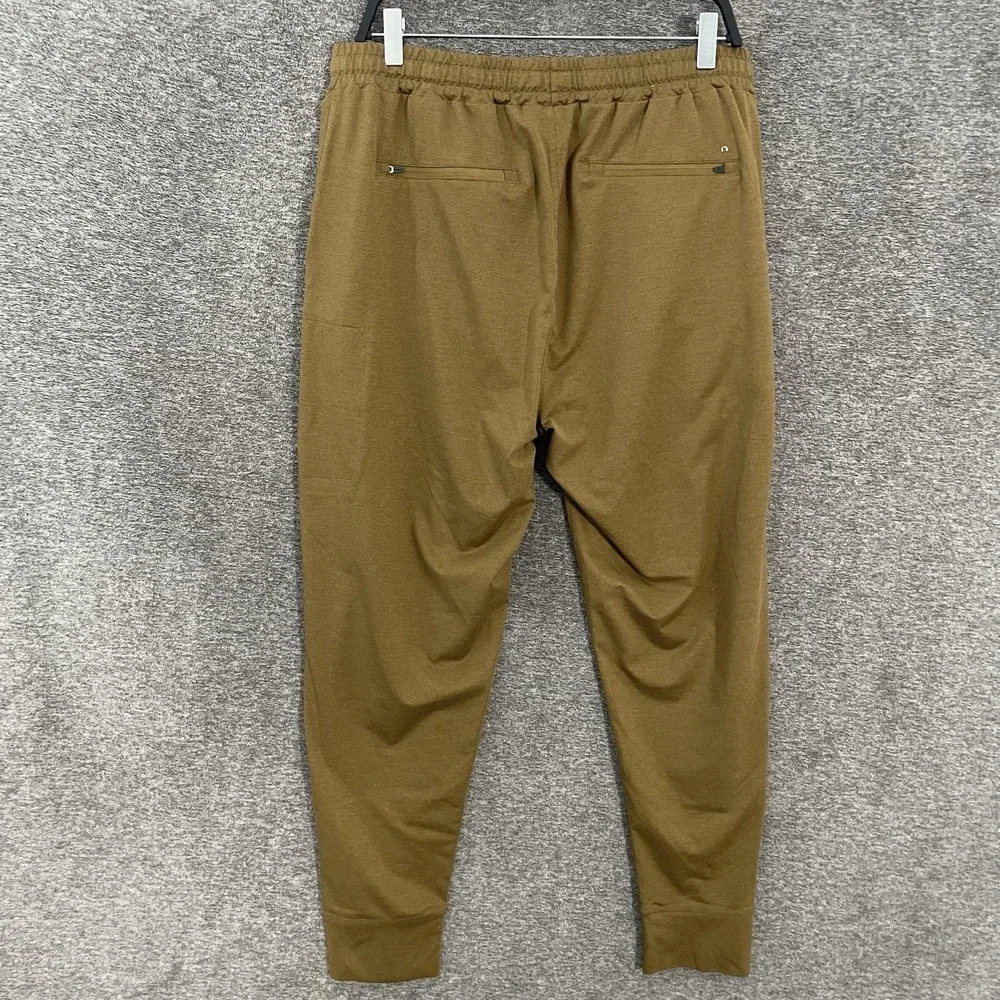 Vuori Sunday Performance Jogger Pants Mens XL Brown Knit Zip Pockets V416